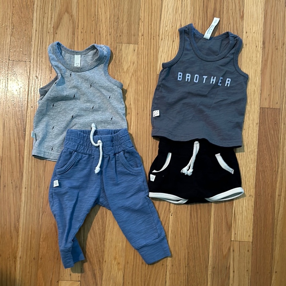Blue and Gray Jogger Sweatpants with Elastic Waistband